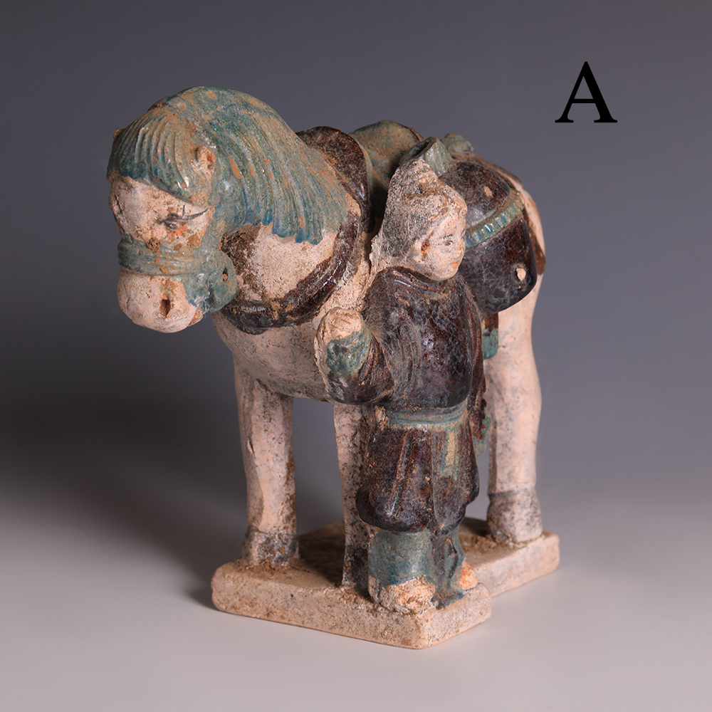 Selection of Ming Dynasty Glazed Horse and Handler Figurines Selection of Ming Dynasty Glazed Horse and Handler Figurines