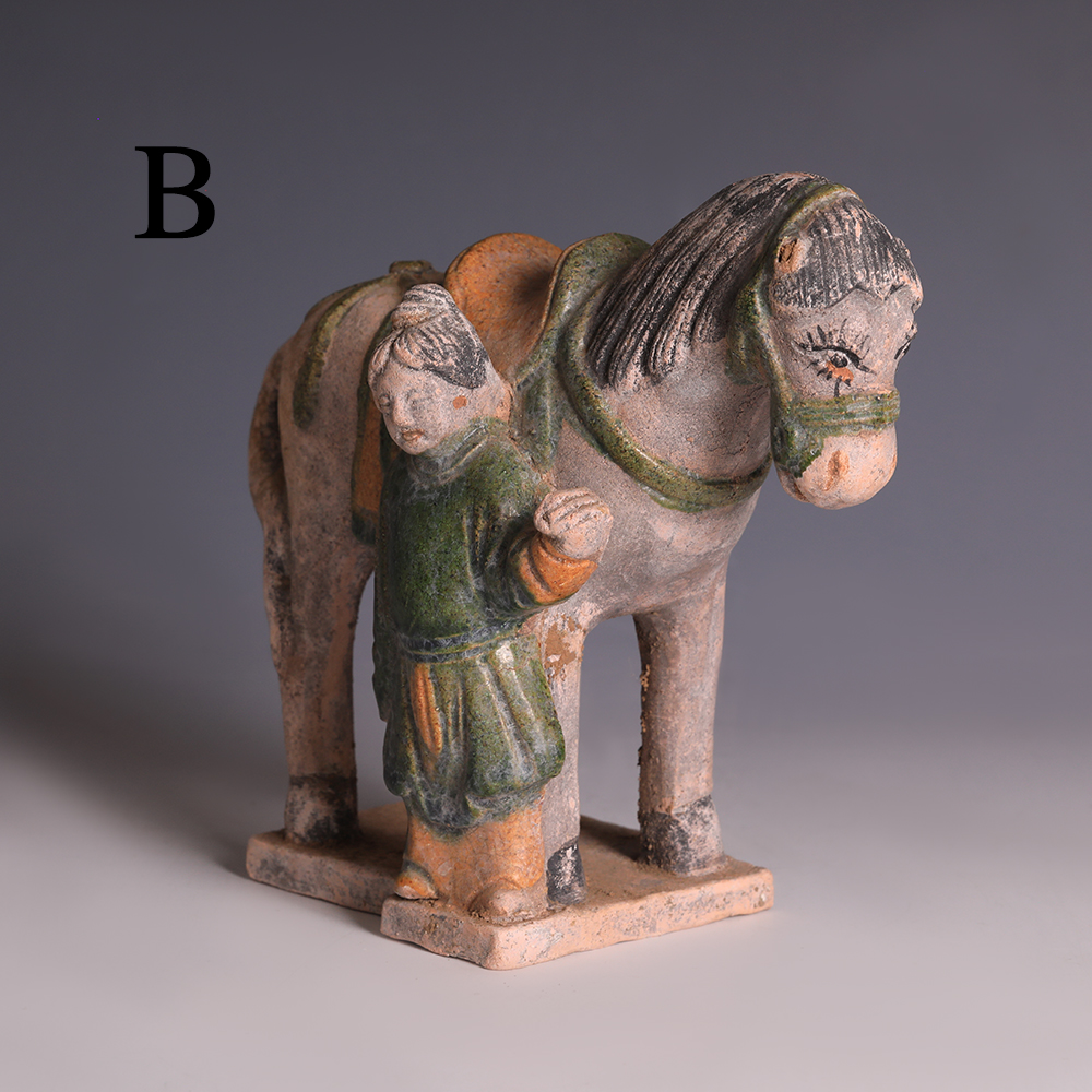 Selection of Ming Dynasty Glazed Horse and Handler Figurines Selection of Ming Dynasty Glazed Horse and Handler Figurines