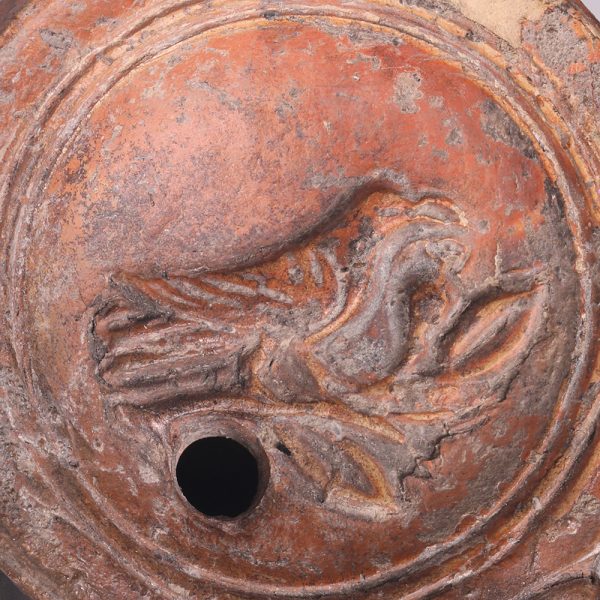Roman Terracotta Oil Lamp with Bird