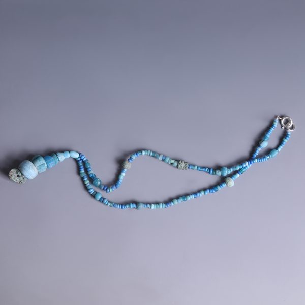 Ancient Roman Light Blue Glass Beaded Necklace