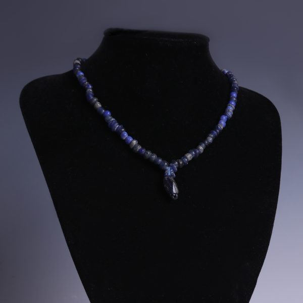 Ancient Roman Deep Blue Glass Beaded Necklace