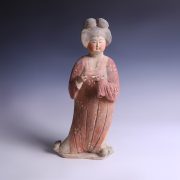 Tang Dynasty Court Lady Figurine Holding Fruit
