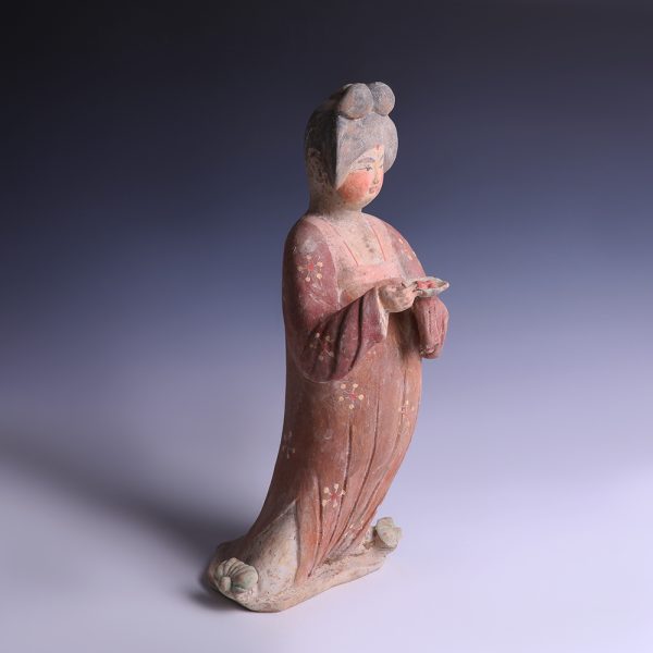 Tang Dynasty Court Lady Figurine Holding Fruit