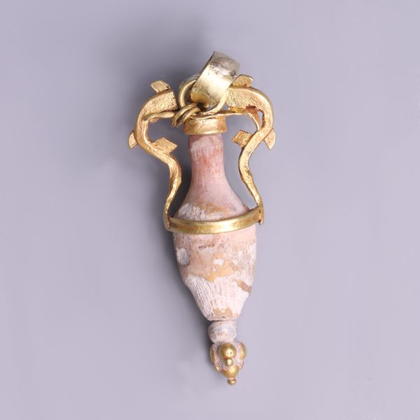 Ancient Greek Hellenistic Dolphin Agate Amphora Pendant