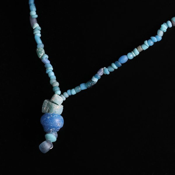 Ancient Roman Light Blue Beaded Glass Necklace