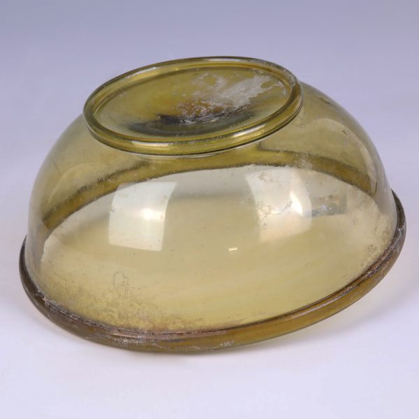 Ancient Roman Olive-Green Glass Bowl
