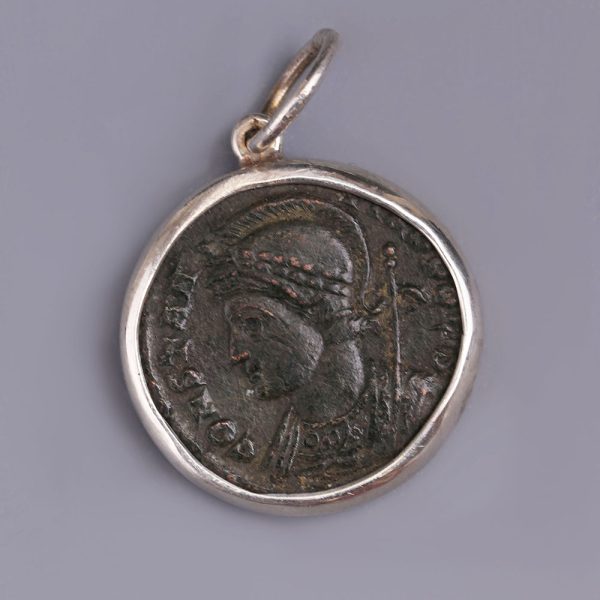 Roman Bronze Constantinopolis Follis Coin Pendant