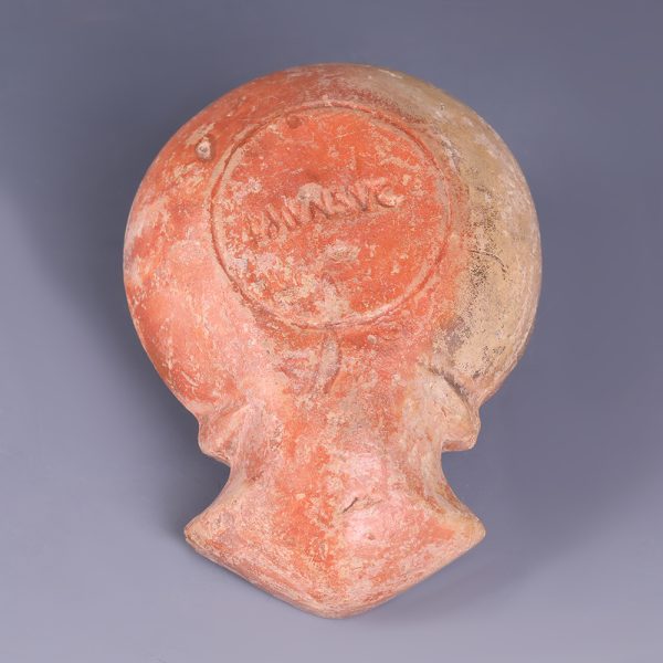 Ancient Roman Terracotta Oil Lamp with Two Cabiri