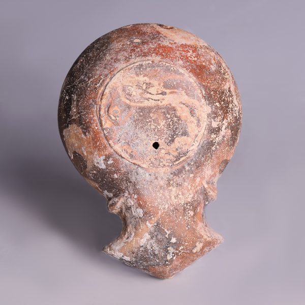 Ancient Roman Terracotta Oil Lamp of Silenus