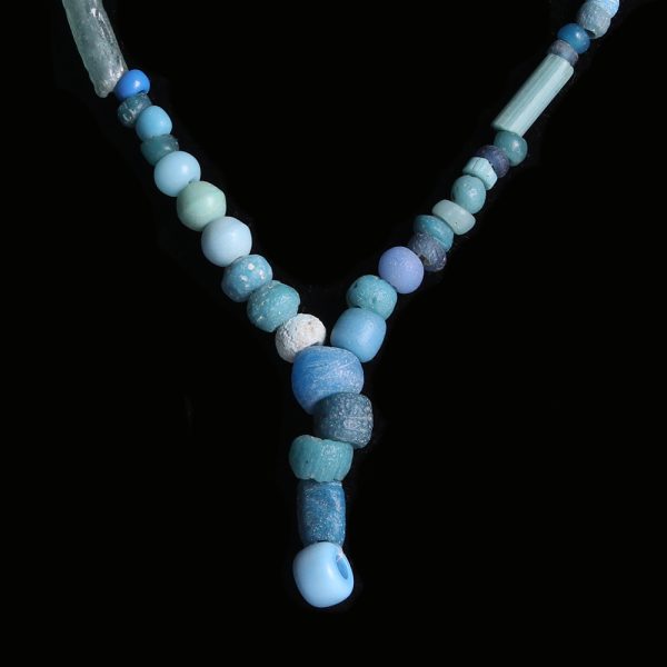 Ancient Roman Turquoise Glass Beaded Necklace