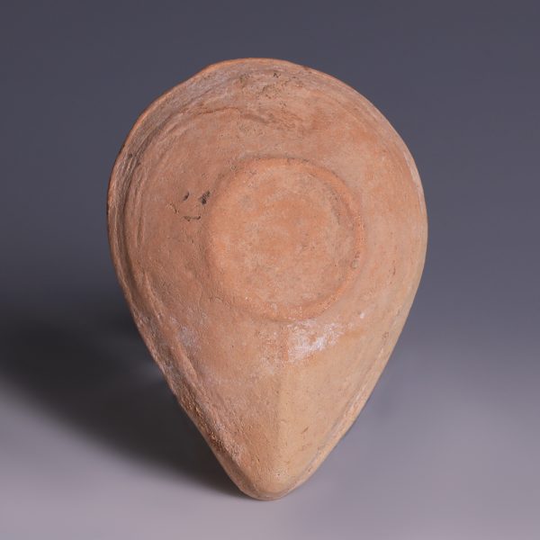 Holy Land Terracotta Oil Lamp with Geometric Design