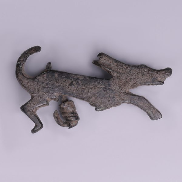Roman Bronze Running Hound Brooch