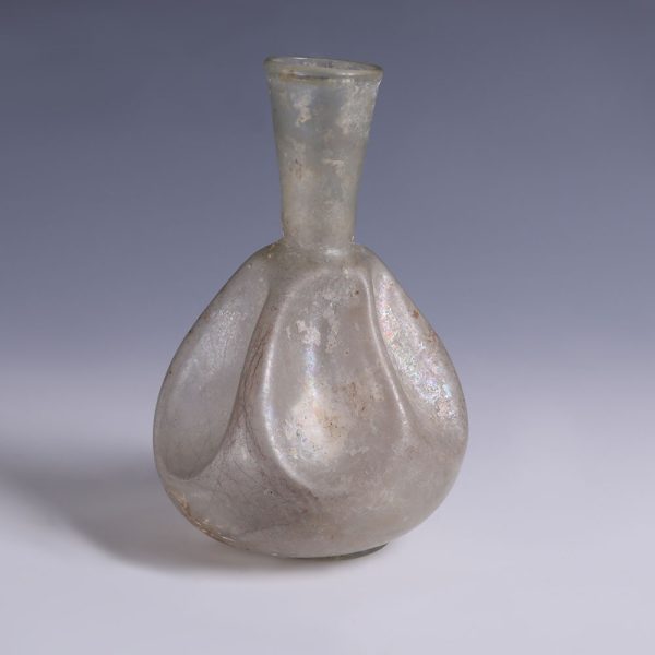 Ancient Roman Dimpled Glass Flask
