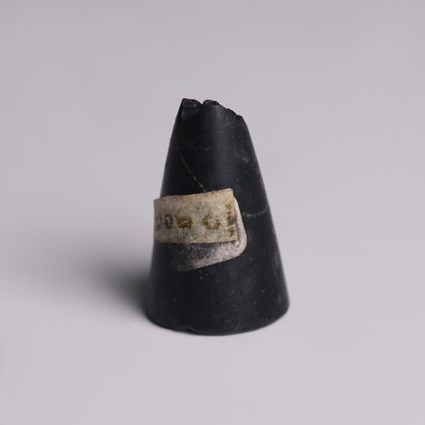Neo-Assyrian Black Limestone Conical Seal with 'Sacred Tree' Motif
