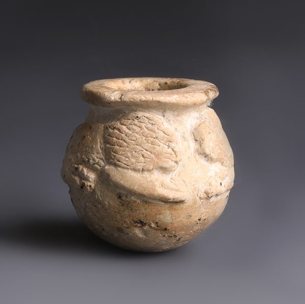 Neo-Sumerian Alabaster Kohl Pot with Lions