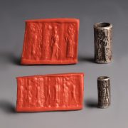 Pair of Kassite Silver Cylinder Seals with Figures and Inscriptions