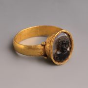 Roman Ring with Nubian Bust Onyx Cameo