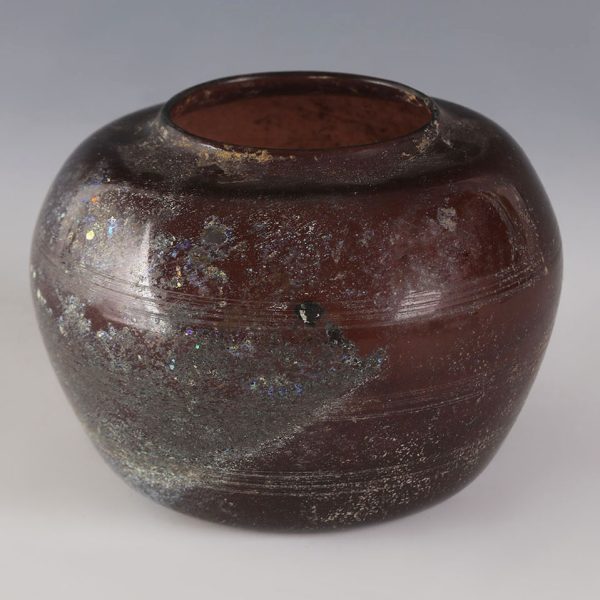 Ancient Roman Aubergine Glass Jar