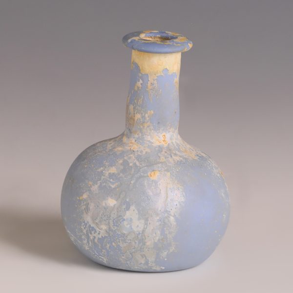 Ancient Roman Opaque Blue Glass Flask