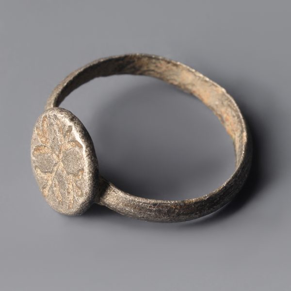 Small Byzantine Silver Ring with Cross