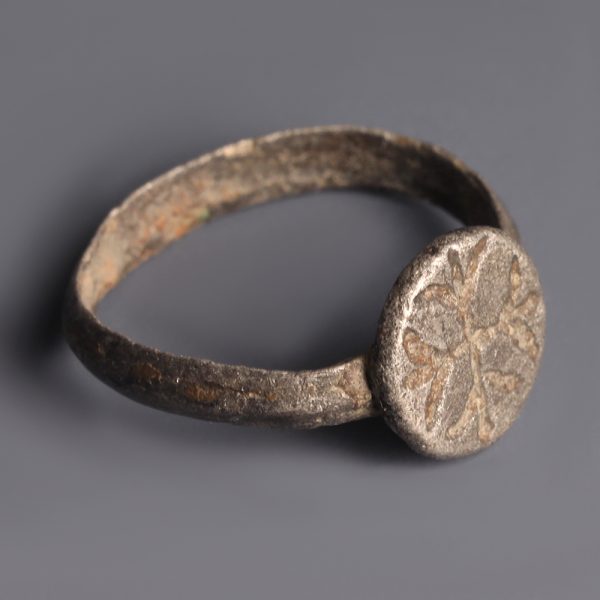 Small Byzantine Silver Ring with Cross