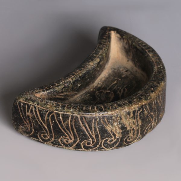 Elamite Steatite Crescent Shape Vessel