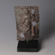Roman Bronze Repousse Plaque with Muse Terpsichore