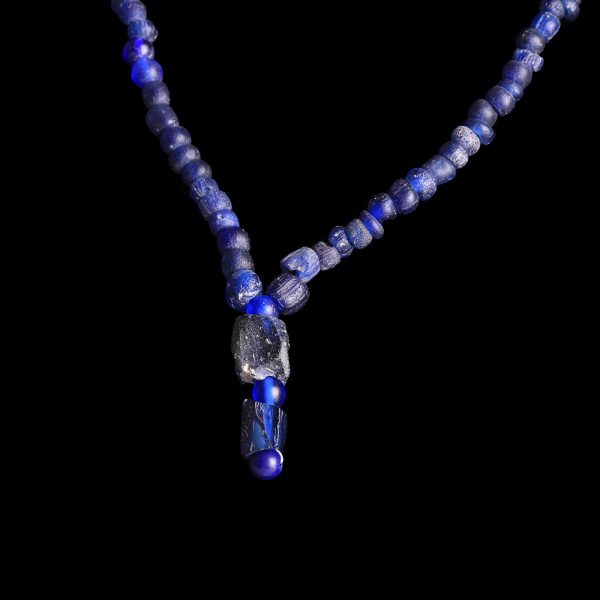 Ancient Roman Dark Blue Beaded  Glass Nacklace