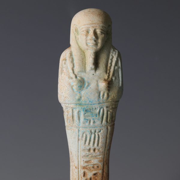 Ancient Egyptian Turquoise Faience Ushabti for Padi-Usir