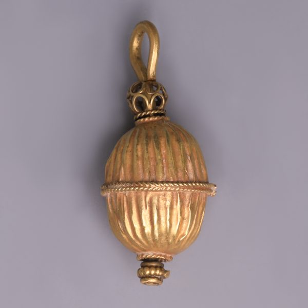 Large Western Asiatic Gold Ovoid Pendant