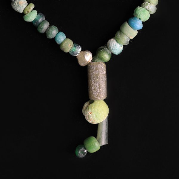 Ancient Roman Green Beaded Glass Necklace