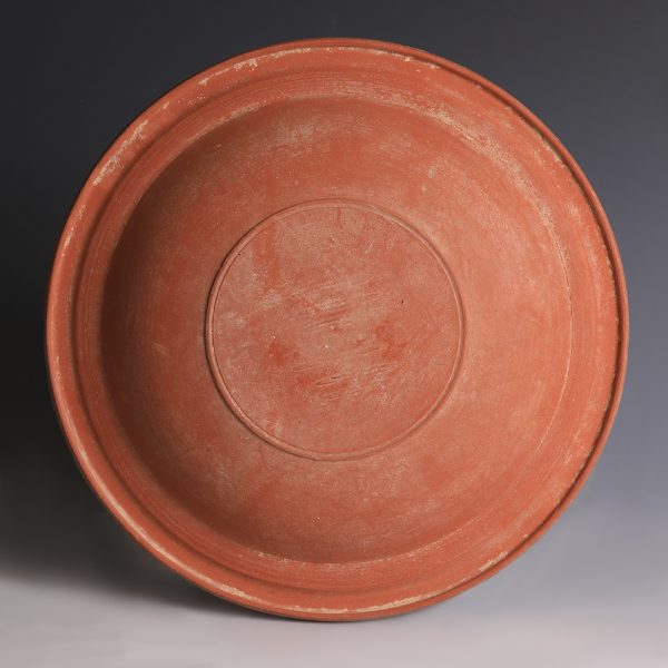 Roman Redware Bowl with Incised Leaf Decoration