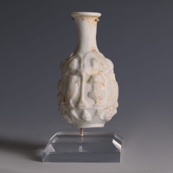 Roman White Glass Hexagonal Flask