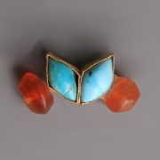 Western Asiatic Gold, Turquoise and Carnelian Pendant