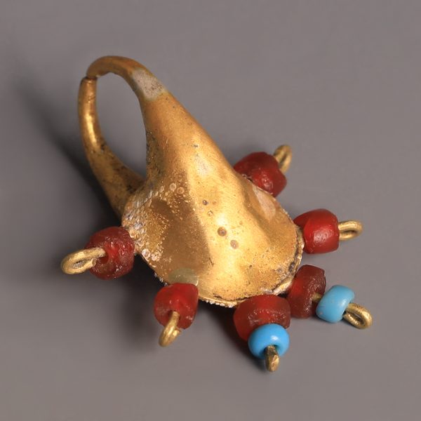 Western Asiatic Gold, Carnelian and Glass Pendant