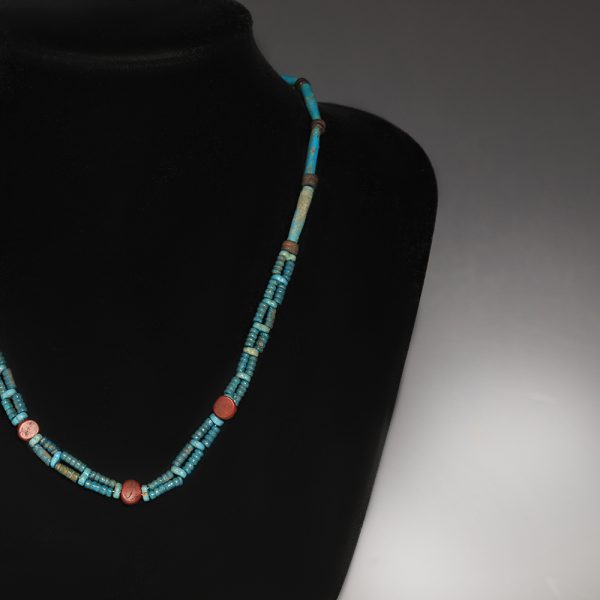 Ancient Egyptian Faience and Jasper Necklace