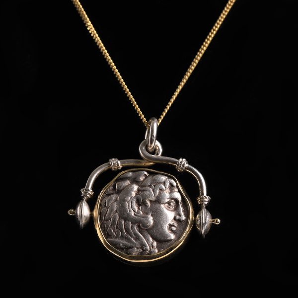 Ancient Greek Alexander the Great Silver Tetradrachm Swivel Pendant