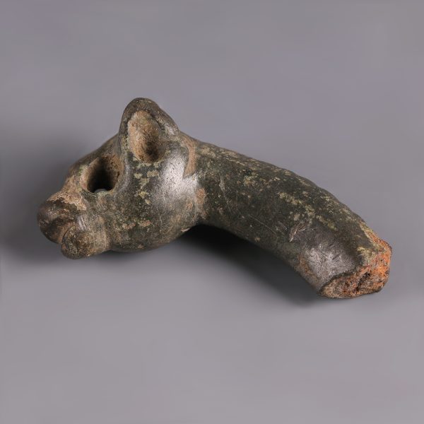 Ancient Roman Bronze Feline Finial