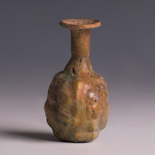 Ancient Roman Glass Janus Head Flask