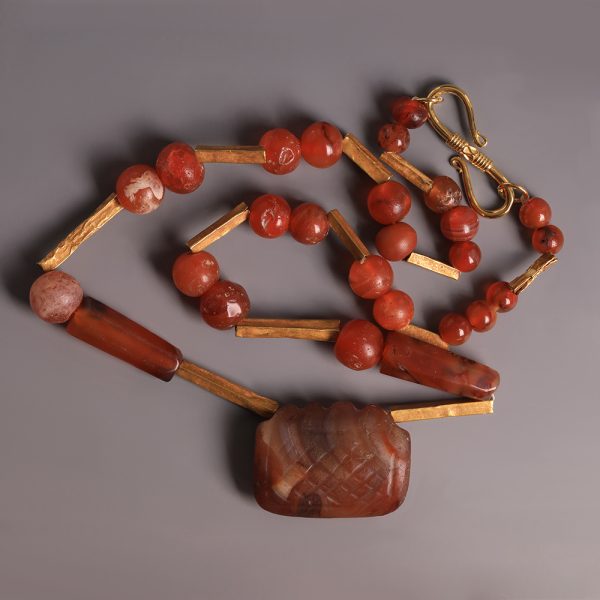 Near Eastern Carnelian and Gold Necklace