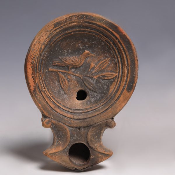 Roman Oil Lamp with a Dove on a Branch
