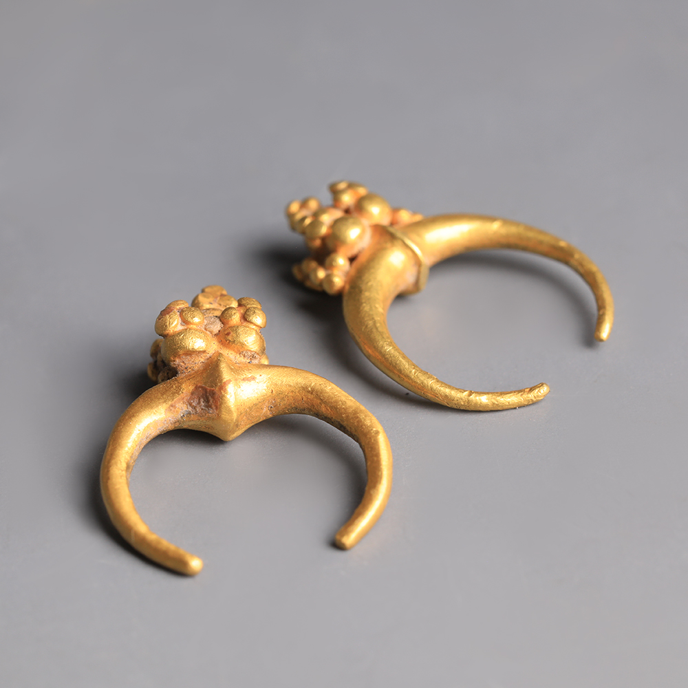 Near Eastern-Western Asiatic Gold Earrings with Granules Near Eastern-Western Asiatic Gold Earrings with Granules