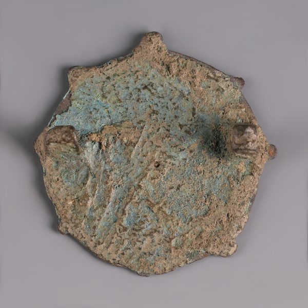 Roman Bronze Disc Brooch with Niello Inlay