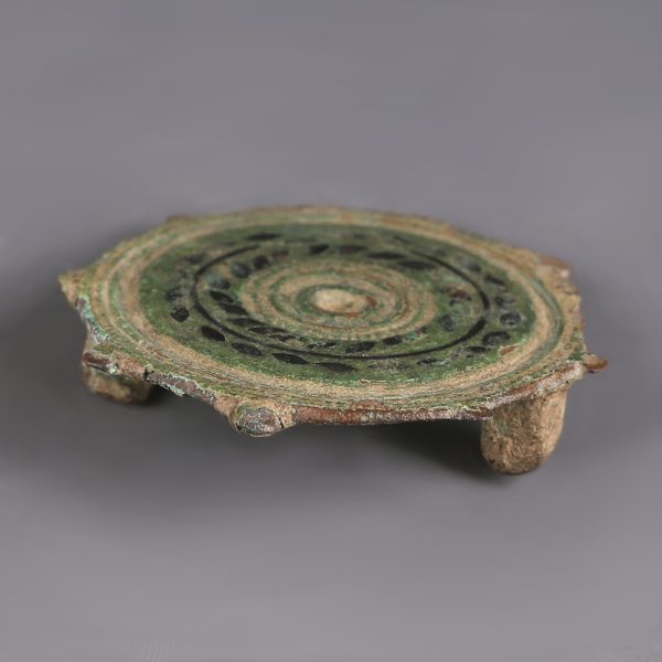 Roman Bronze Disc Brooch with Niello Inlay