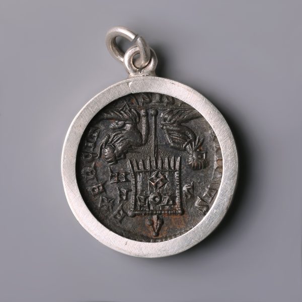 Roman Crispus Caesar Ae Follis Pendant with Silver Frame