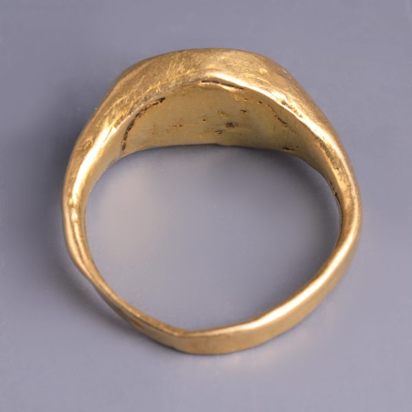 Ancient Roman Gold Ring with Mars Intaglio