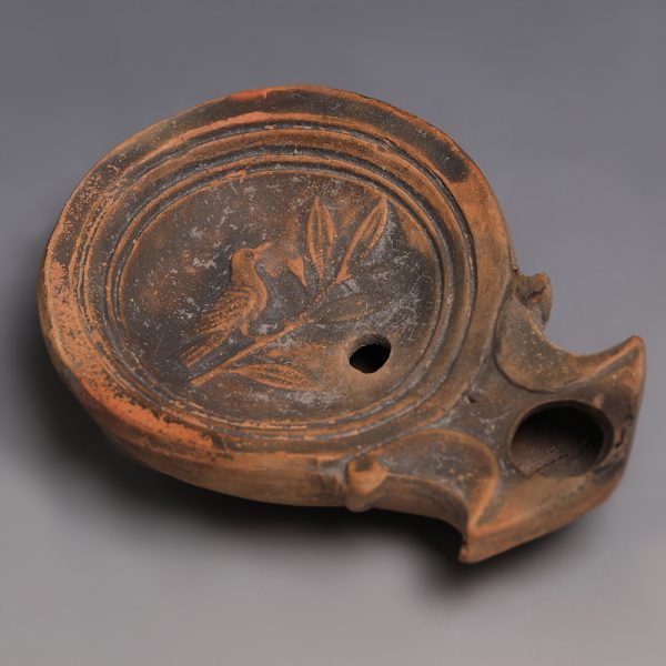 Roman Oil Lamp with a Dove on a Branch