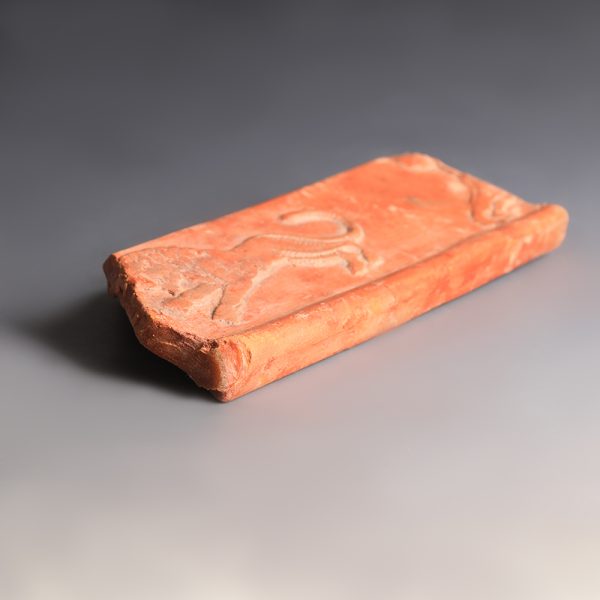 Ancient Roman North African Red Slipware Relief Plaque with Lion