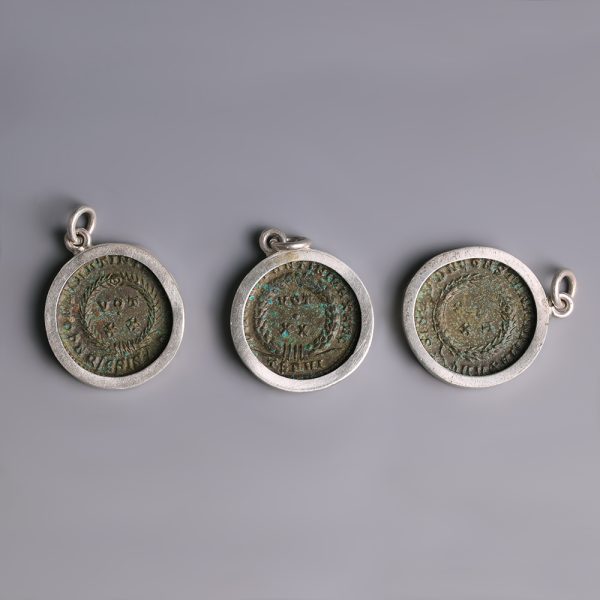 Selection of Roman Constantine I Ae Follis Pendants with Silver Frame