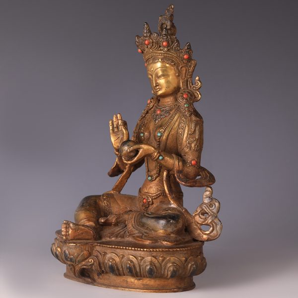 Sino-Tibetan Gilt Bronze Green Tara Figure